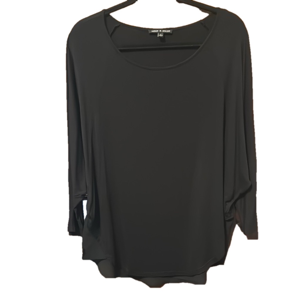 Cable & Gauge Black Oversized 3/4 Sleeve Blouse